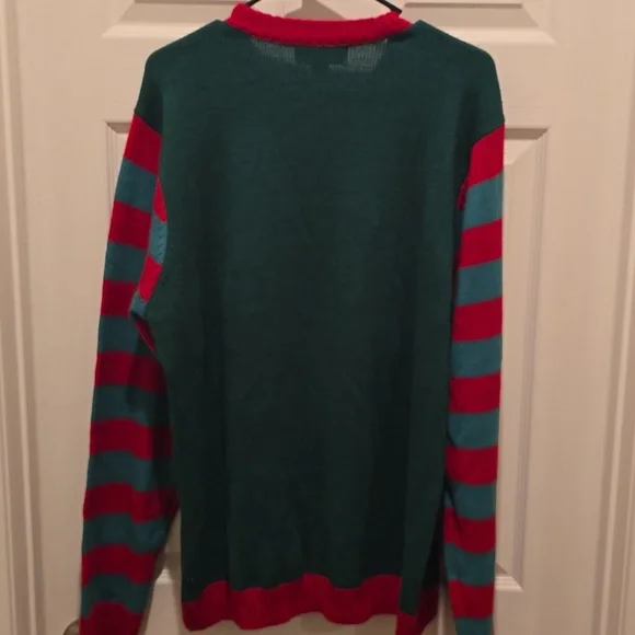 33 Degrees Christmas Holiday Green and Red Pug Dog Sweater - Picture 4 of 6